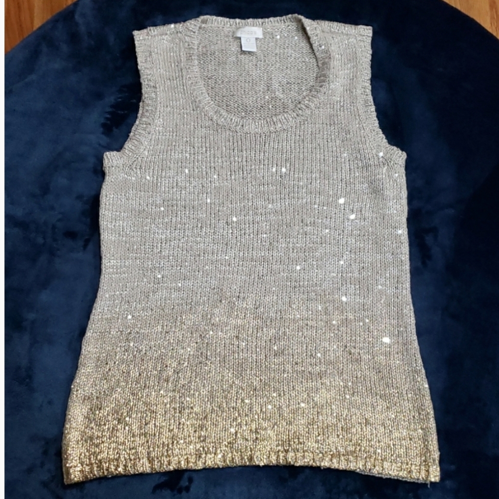 Chico's Gold Ombre Knit Tank Size 0 (Small)